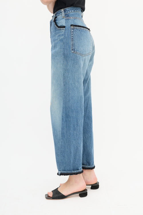 Undercover Medium Wash Wide Leg Ruffle Jeans