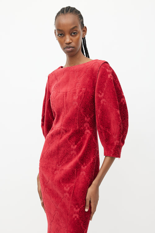 Undercover Red Velvet Detachable Sleeve Dress