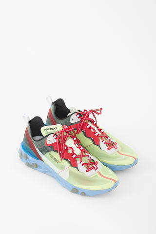 Undercover X Nike Green 
Multicolour Mesh React Element 87 Sneaker