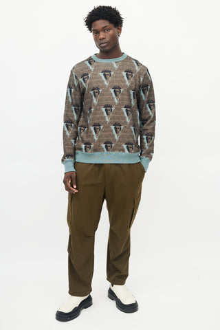 Undercover X Valentino Green 
Brown Logo Sweatshirt