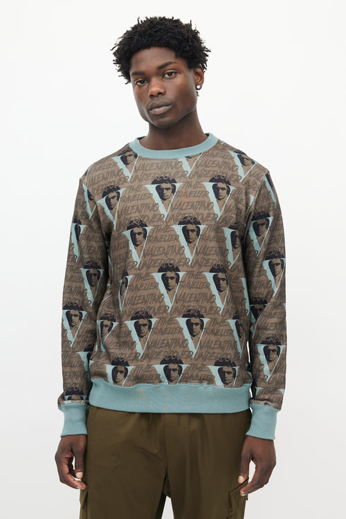 Undercover X Valentino Green 
Brown Logo Sweatshirt