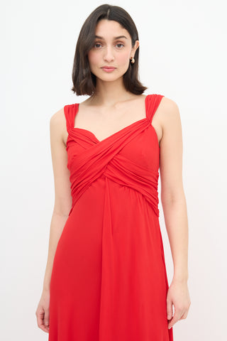 Valentino V-Neck Gathered Dress