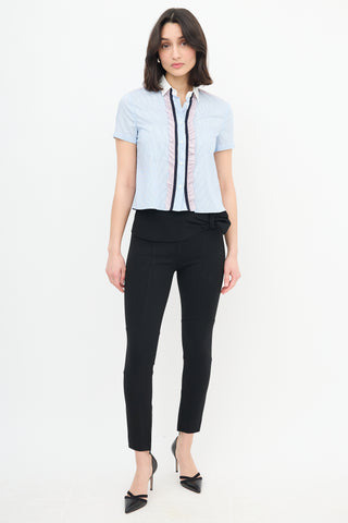 Red Valentino Striped Ruffle Cropped Shirt