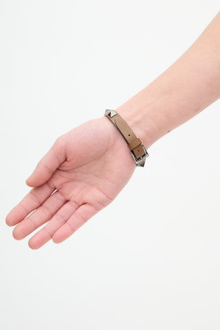  Brown Leather Rockstud Bracelet