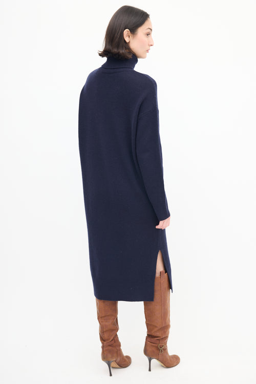 Vanessa Bruno Navy Wool Turtleneck Sweater Dress