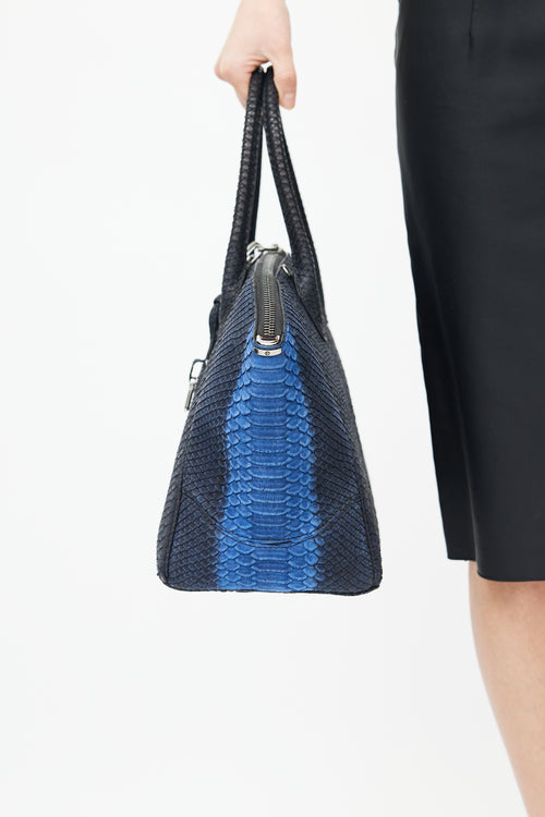 VBH Black 
Blue Embossed Leather Bag