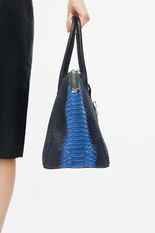 VBH Black 
Blue Embossed Leather Bag