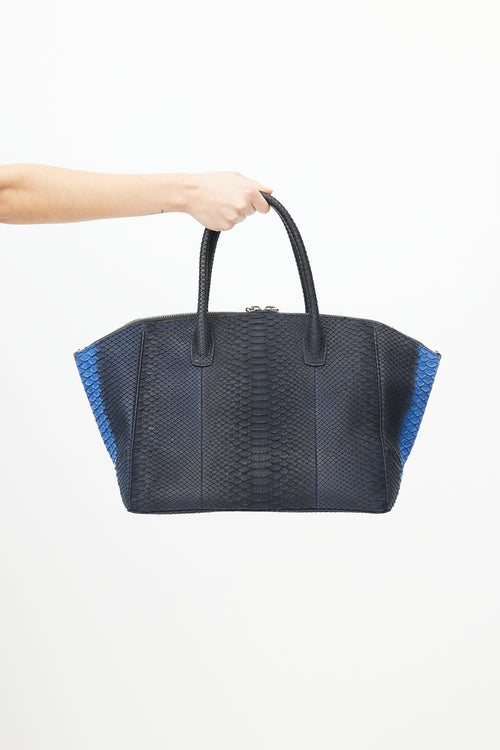 VBH Black 
Blue Embossed Leather Bag