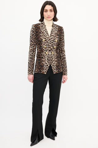 Veronica Beard Brown 
Black Printed Double Breasted Blazer