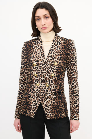 Veronica Beard Brown 
Black Printed Double Breasted Blazer