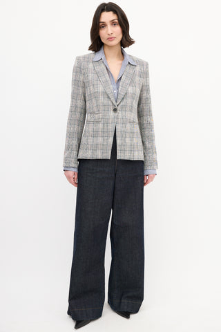 Veronica Beard Black 
Multi Check Peak Lapel Blazer