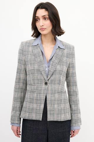 Veronica Beard Black 
Multi Check Peak Lapel Blazer