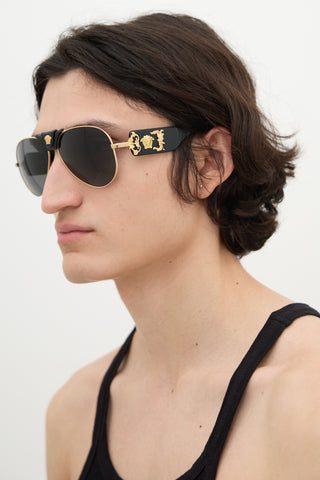 Versace 2150Q Aviator Sunglasses