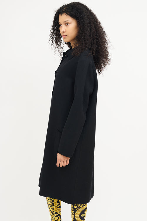 Versace Black Wool Long Coat