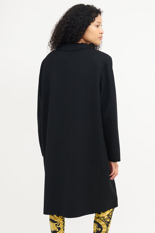 Versace Black Wool Long Coat