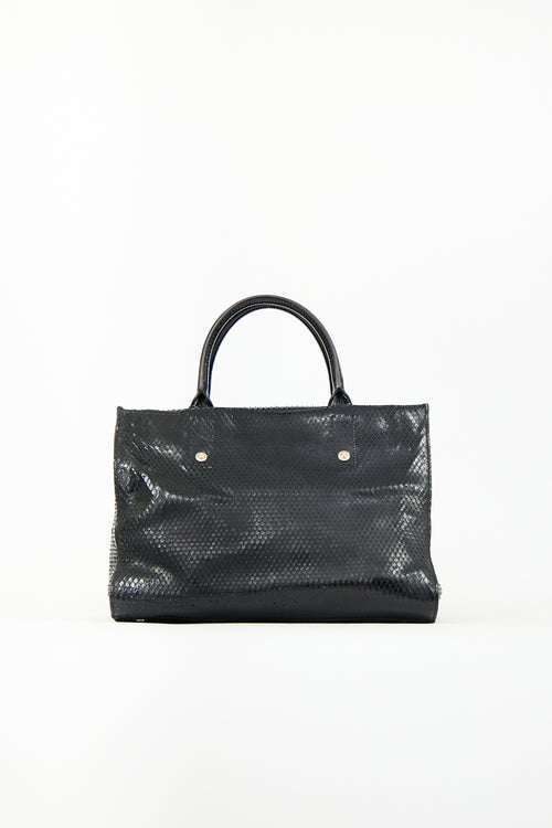 Versace Black Textured Patent Leather Medusa Bag