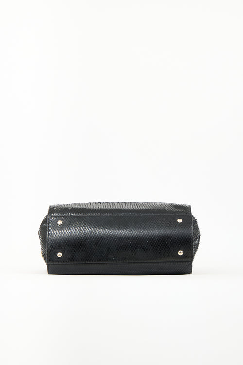 Versace Black Textured Patent Leather Medusa Bag