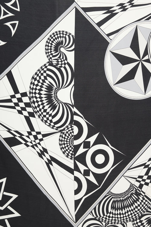 Versace Versus Black 
White Silk Print Scarf