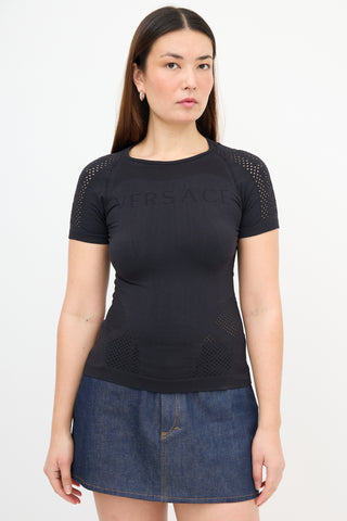 Versace Perforated Stretch Logo T-Shirt