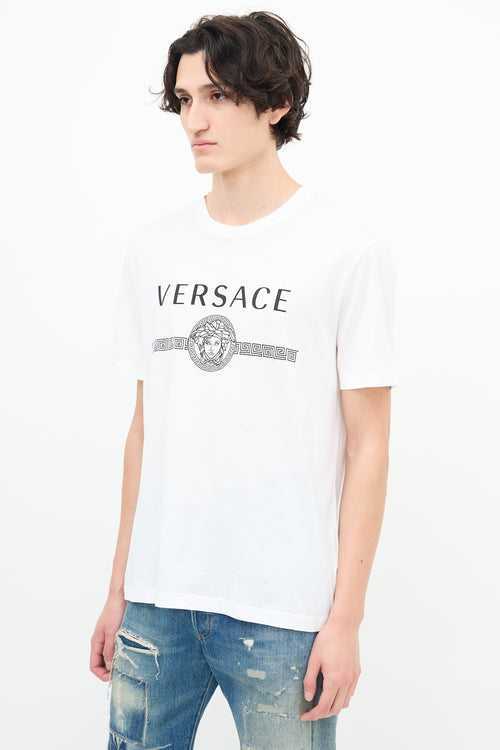 Versace White Medusa Logo 
Greca Stripe T-Shirt