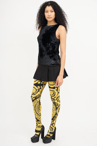 Versace SS 1992 Black 
Yellow Baroque Leggings