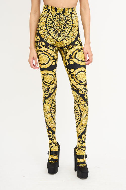 Versace SS 1992 Black 
Yellow Baroque Leggings