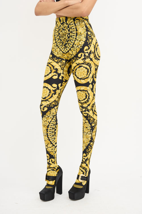 Versace SS 1992 Black 
Yellow Baroque Leggings