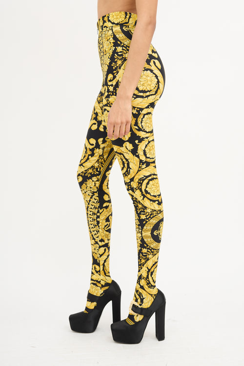 Versace SS 1992 Black 
Yellow Baroque Leggings