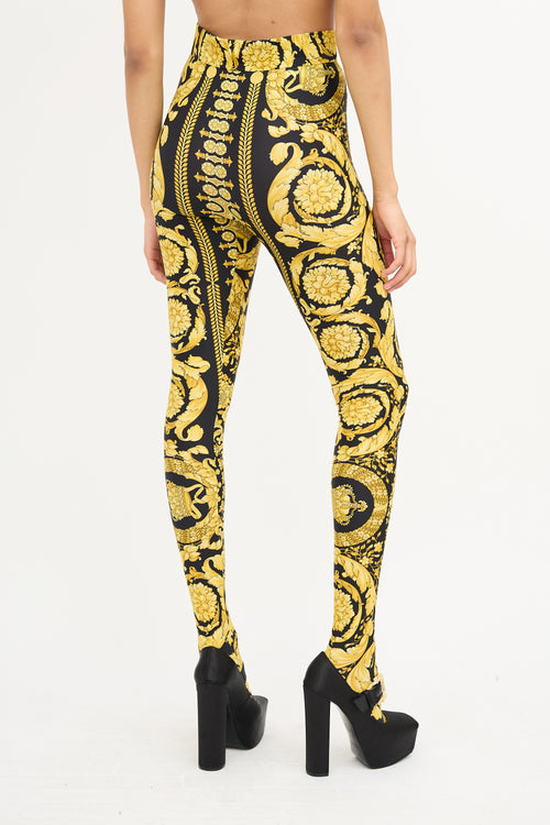 Versace SS 1992 Black 
Yellow Baroque Leggings