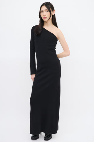 Vetements Black Ribbed Asymmetrical Maxi Dress