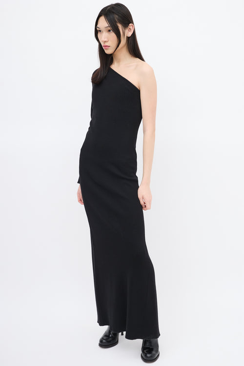 Vetements Black Ribbed Asymmetrical Maxi Dress