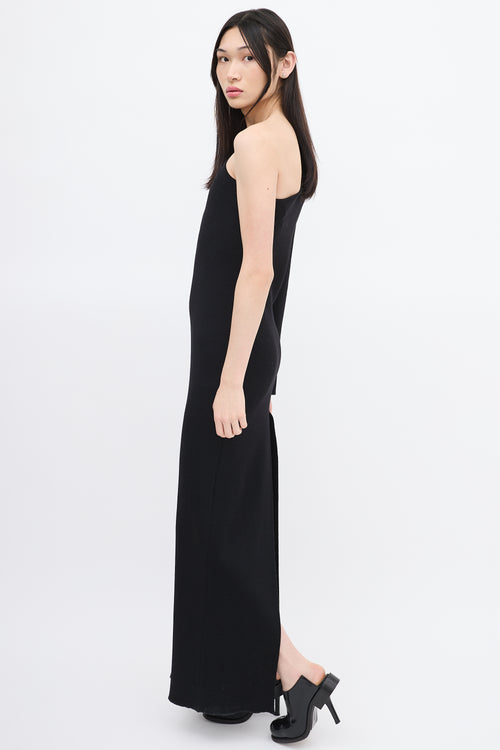 Vetements Black Ribbed Asymmetrical Maxi Dress