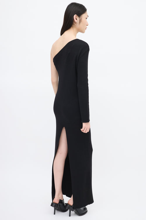 Vetements Black Ribbed Asymmetrical Maxi Dress