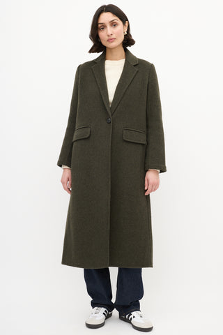 Vince Green Wool Long Open Coat