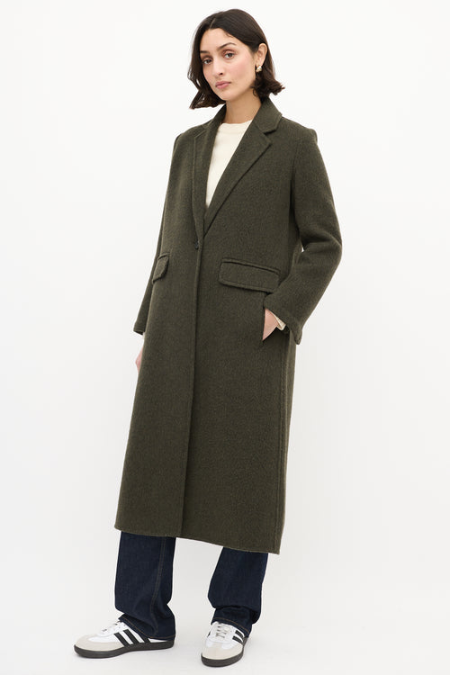 Vince Green Wool Long Open Coat