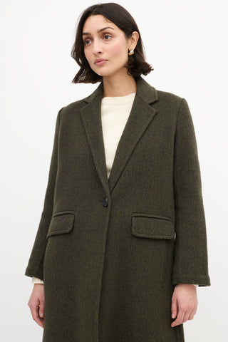 Vince Green Wool Long Open Coat