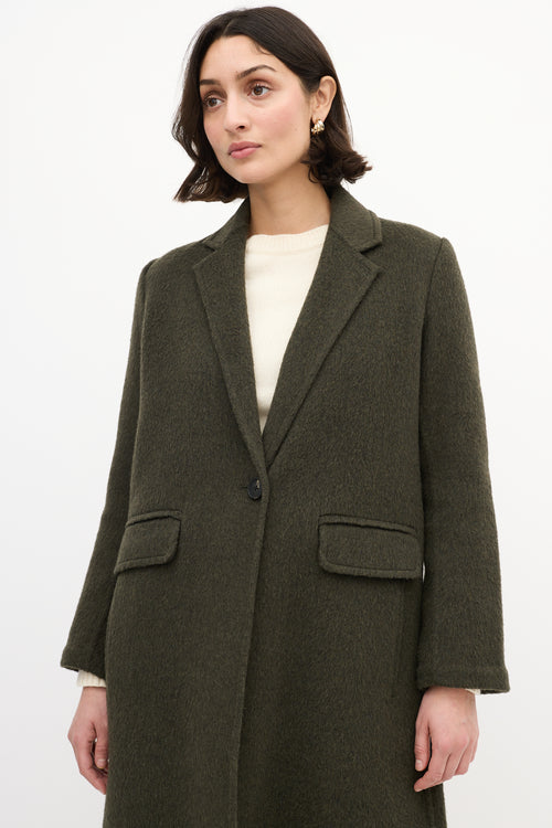 Vince Green Wool Long Open Coat