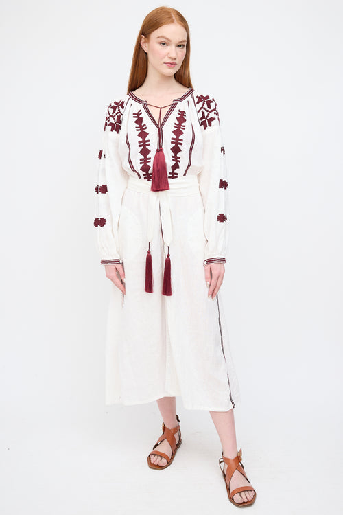 Vita Kin White 
Burgundy Embroidered Dress