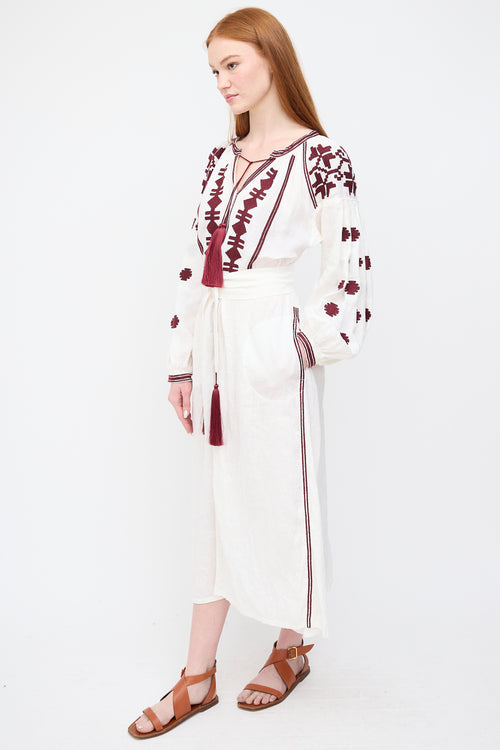 Vita Kin White 
Burgundy Embroidered Dress