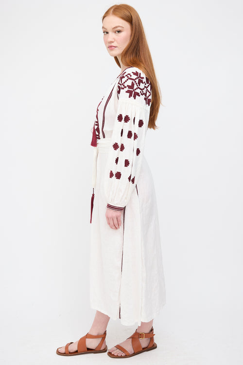 Vita Kin White 
Burgundy Embroidered Dress