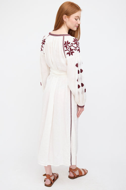 Vita Kin White 
Burgundy Embroidered Dress