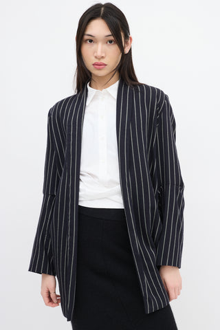 Vivienne Westwood Anglomania Navy 
White Wool Striped Blazer