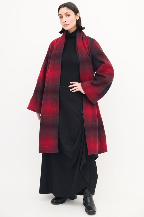 Vivienne Westwood Anglomania Red 
Black Wool Checkered Coat