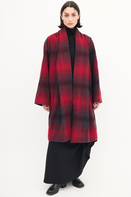 Vivienne Westwood Anglomania Red 
Black Wool Checkered Coat