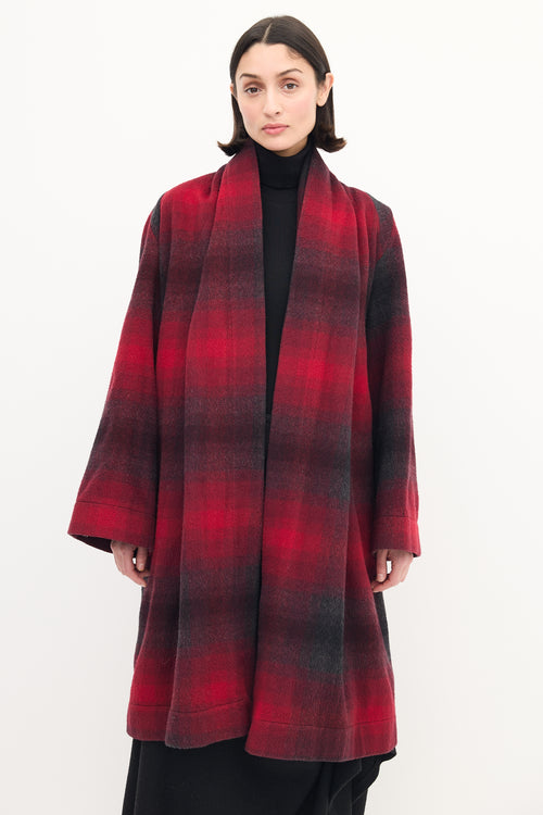 Vivienne Westwood Anglomania Red 
Black Wool Checkered Coat