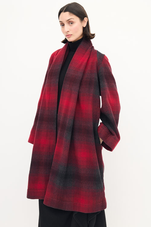 Vivienne Westwood Anglomania Red 
Black Wool Checkered Coat