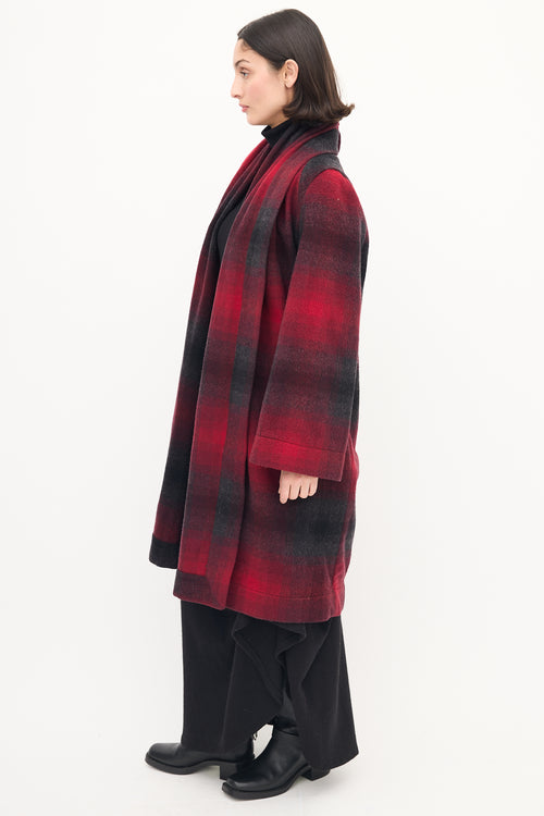 Vivienne Westwood Anglomania Red 
Black Wool Checkered Coat