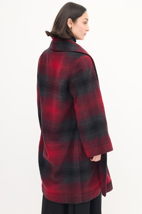 Vivienne Westwood Anglomania Red 
Black Wool Checkered Coat