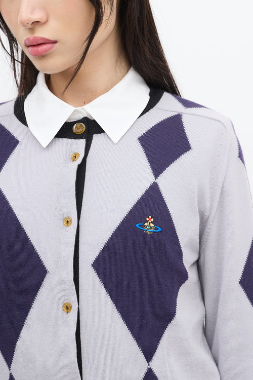 Vivienne Westwood Purple Wool Argyle Cardigan