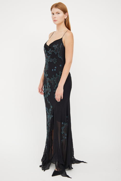 VSP Archive Black Silk Beaded Maxi Dress